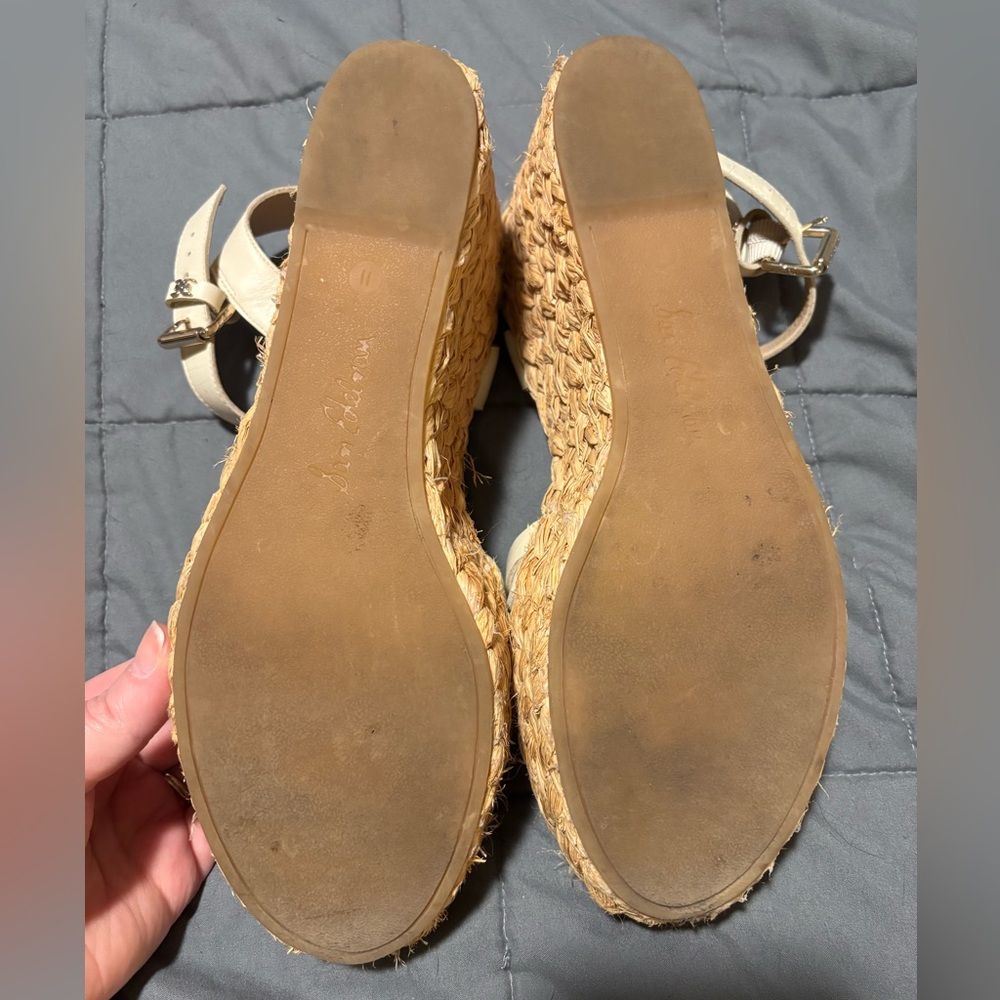 SAM EDELMAN Ivory Darline Platform Espadrille Wedge Sandals Womens Size 11 - Picture 4 of 10